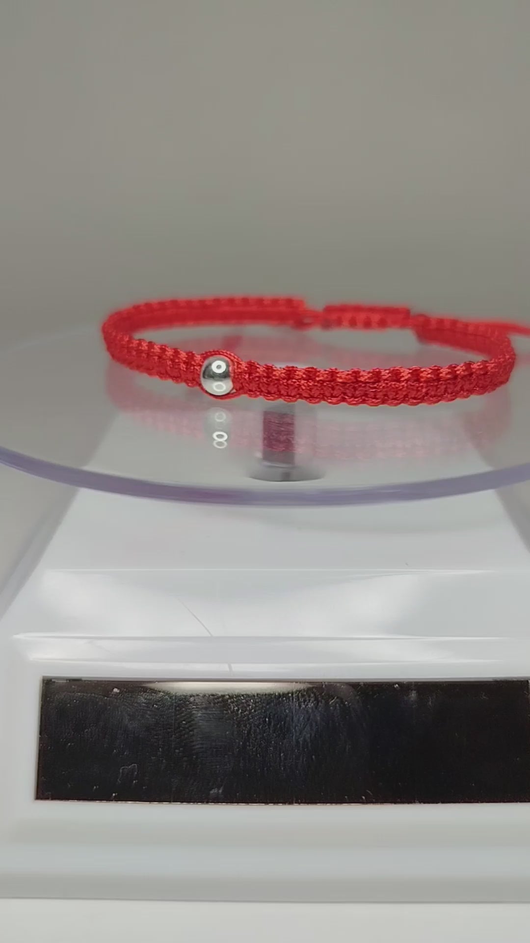 Pulsera hilo rojo con 3 balines de plata 950 ajustable hombre