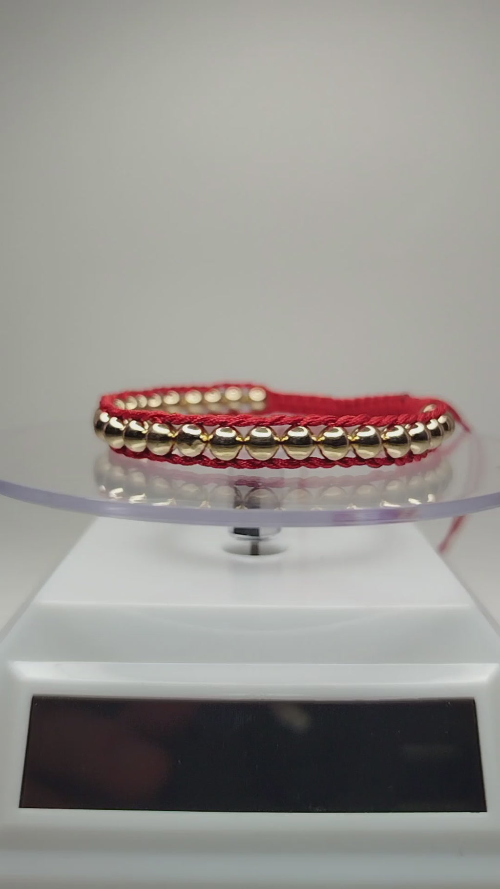 Pulsera hilo rojo oro 18k 30 bolitas ajustable hombre