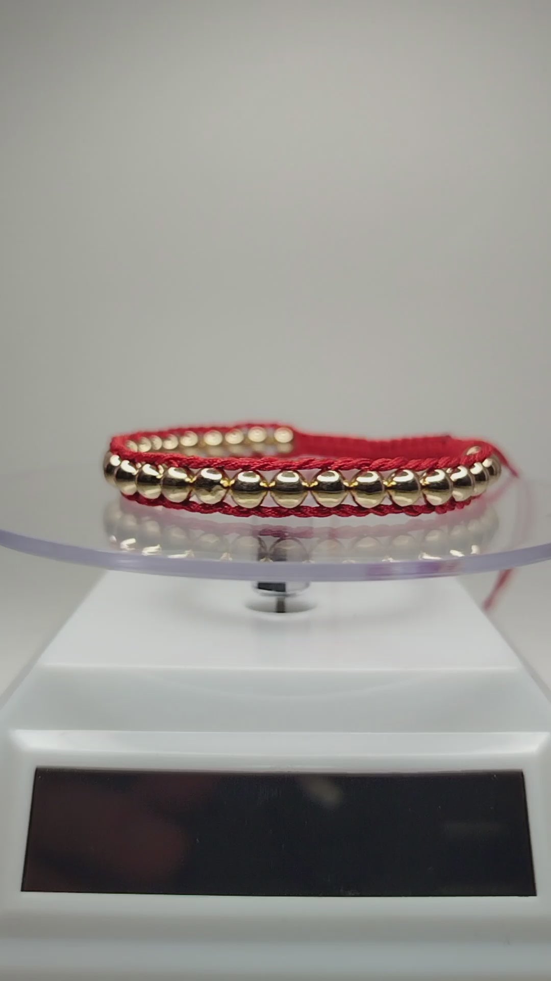 Pulsera hilo rojo oro 18k 30 bolitas ajustable hombre