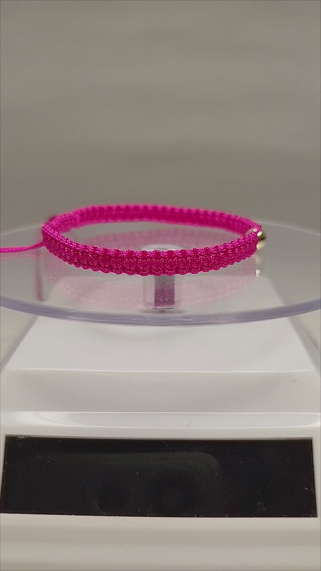 Pulsera hilo rosa con balines de oro 18k ajustable mujer