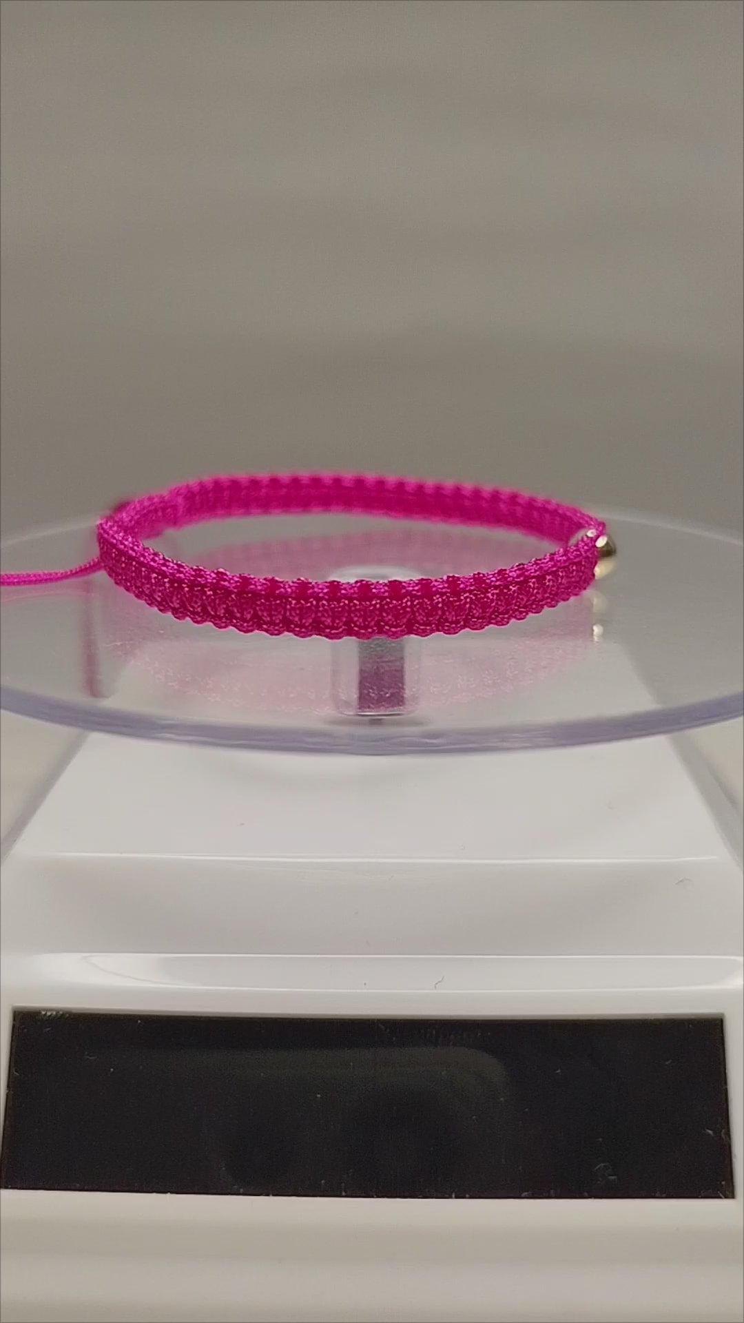 Pulsera hilo rosa con balines de oro 18k ajustable mujer
