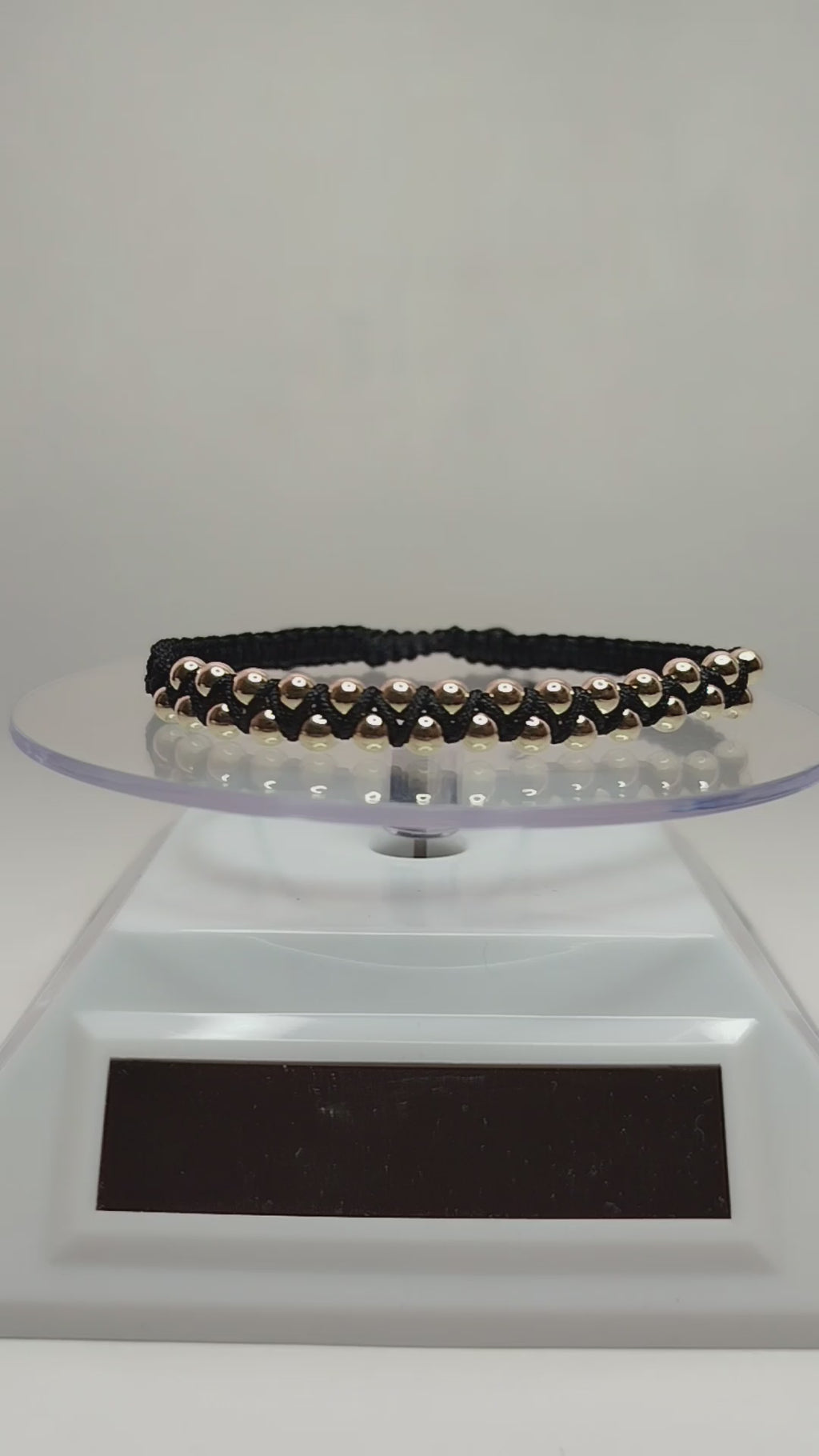 Pulsera hilo negro hombre con balines de oro 18k ajustable hombre