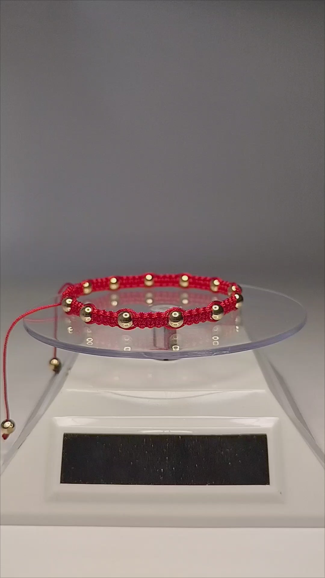 Pulsera hilo rojo con 14 balines de oro 18k ajustable hombre