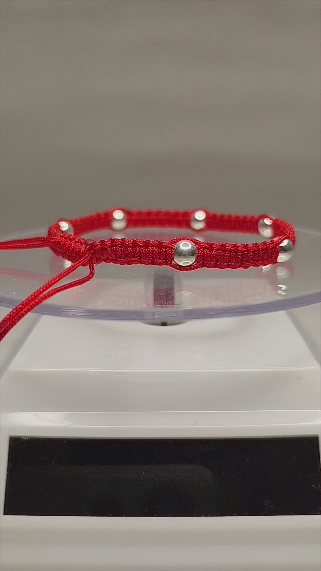 Pulsera hilo rojo con balines de plata 950 ajustable hombre