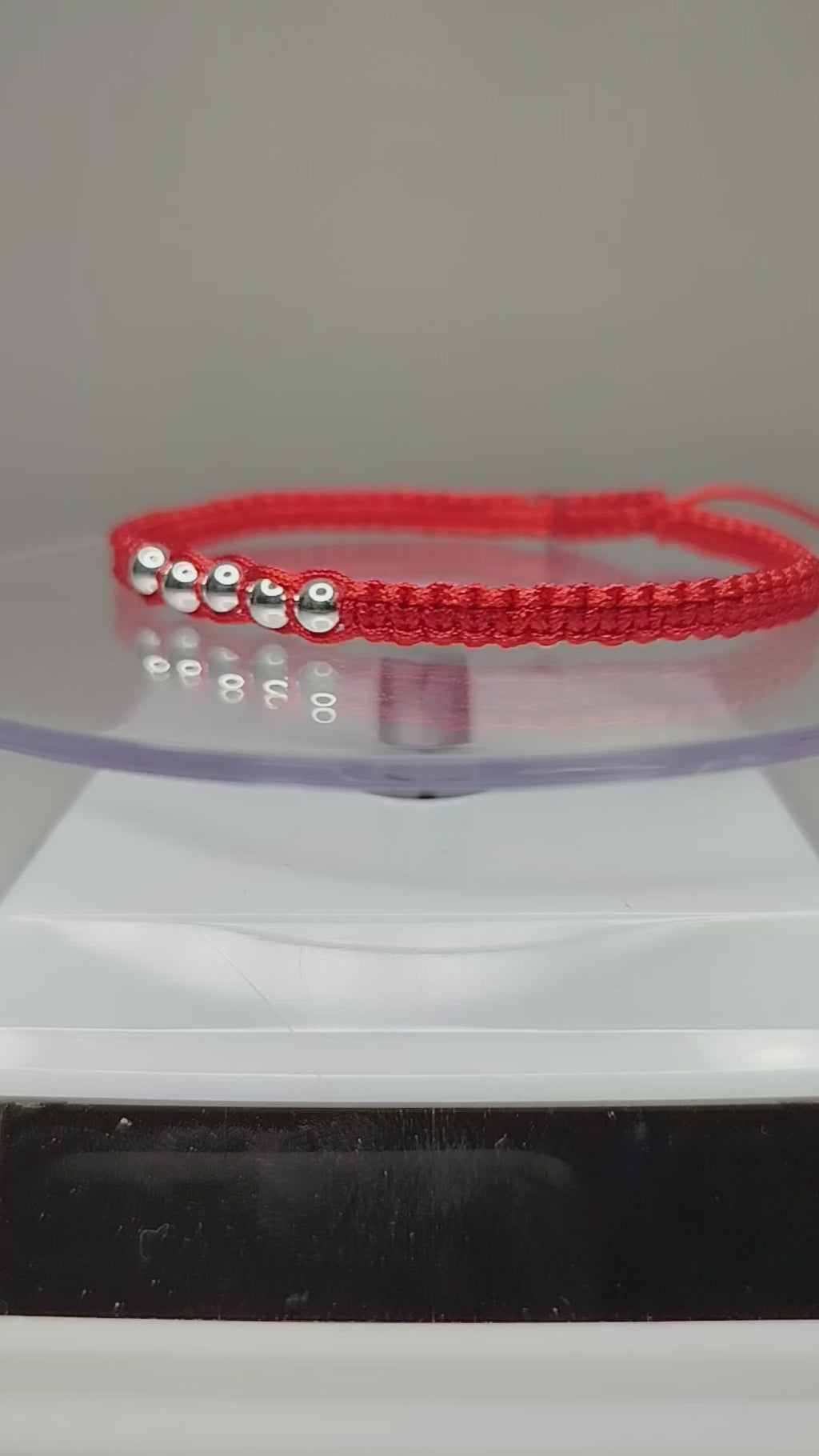 Pulsera hilo rojo con 7 balines de plata 950 ajustable mujer