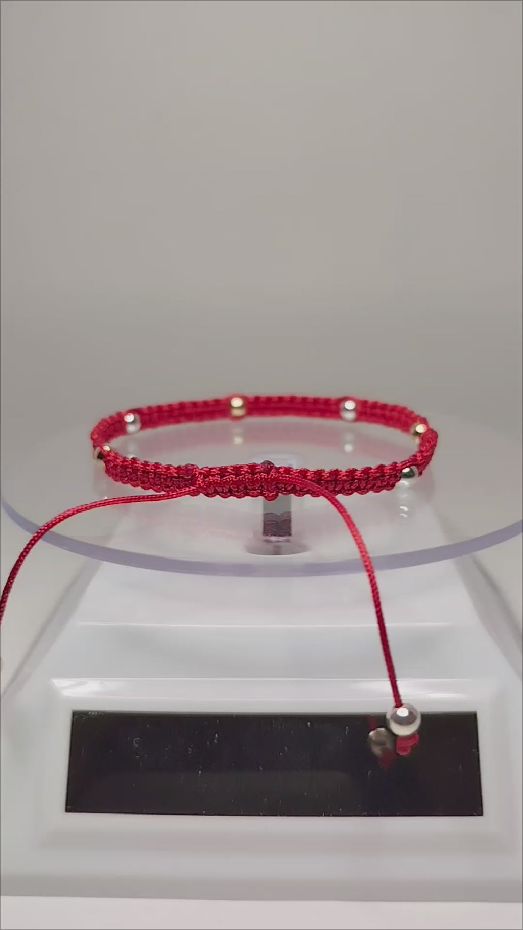 Pulsera hilo rojo oro 18k y plata 950 bolitas mujer ajustable