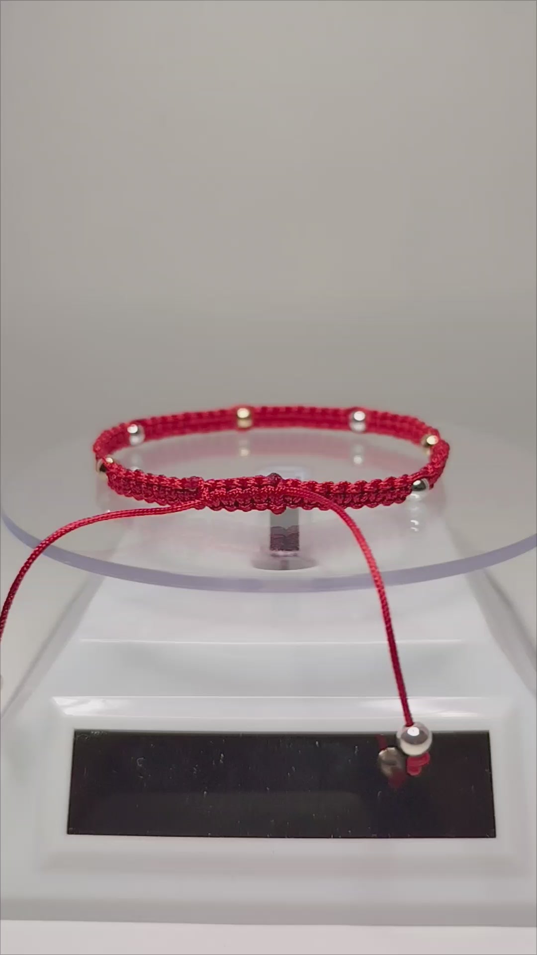Pulsera hilo rojo oro 18k y plata 950 bolitas mujer ajustable