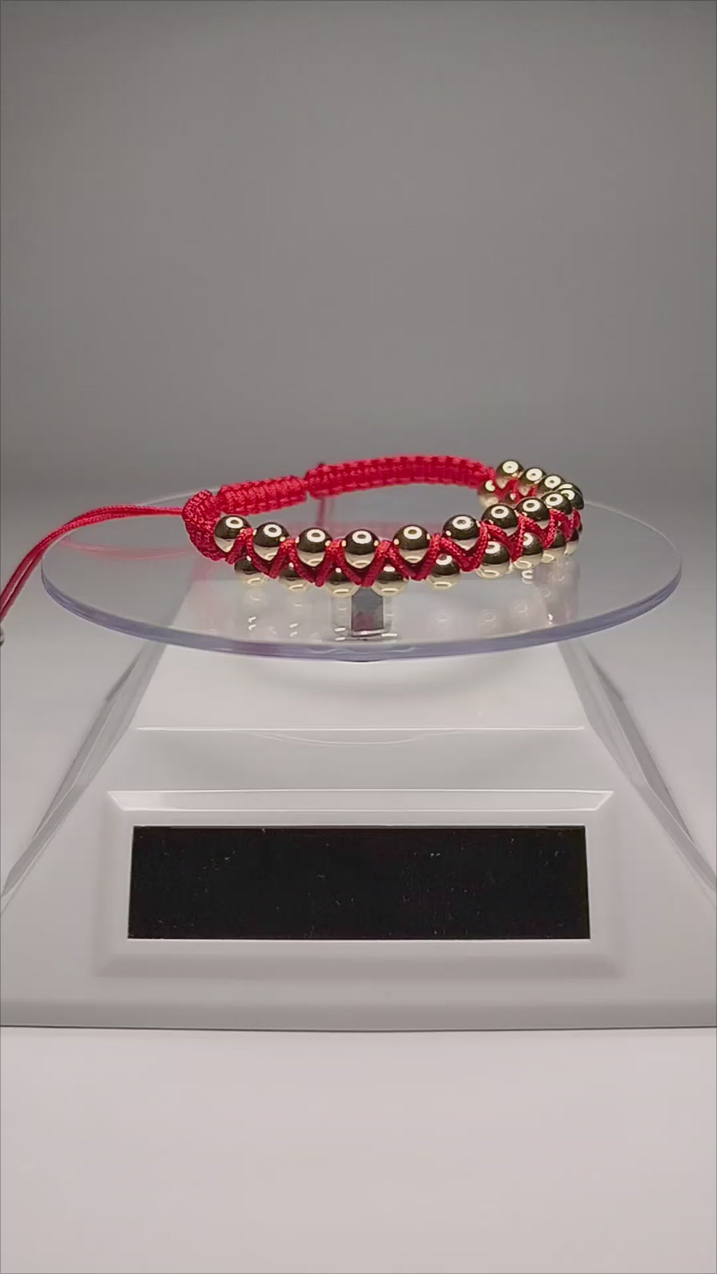 Pulsera hilo rojo con 30 balines de oro 18k ajustable hombre