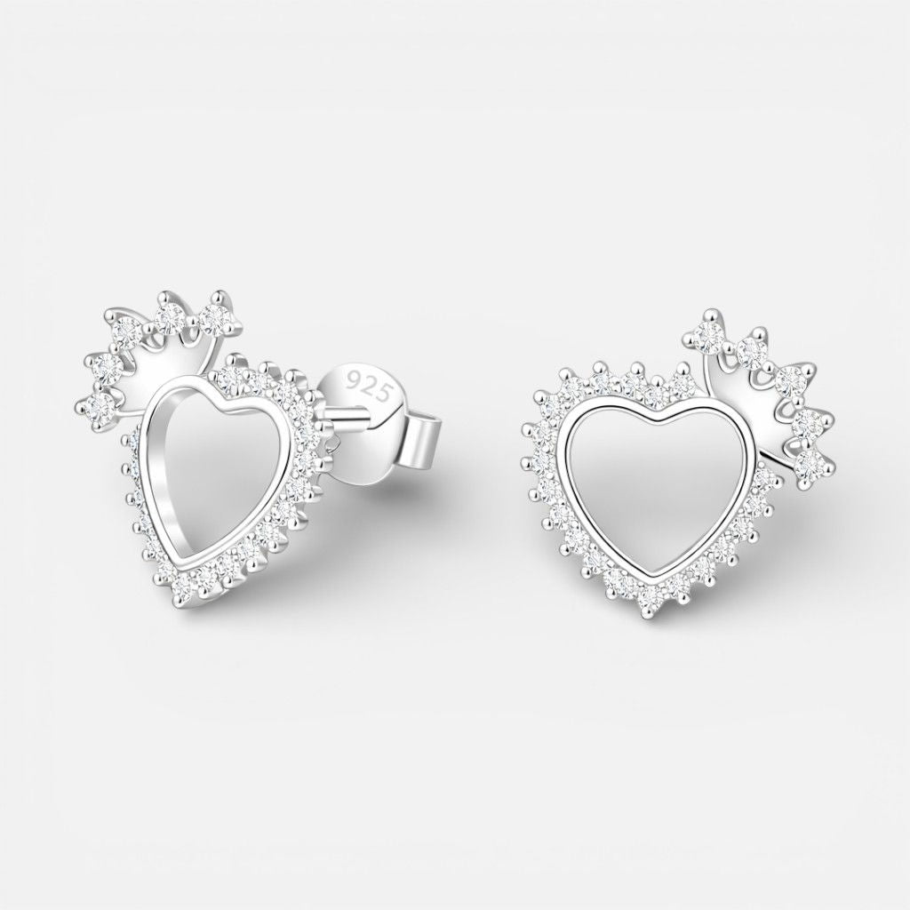 Aro plata 925 corazón corona