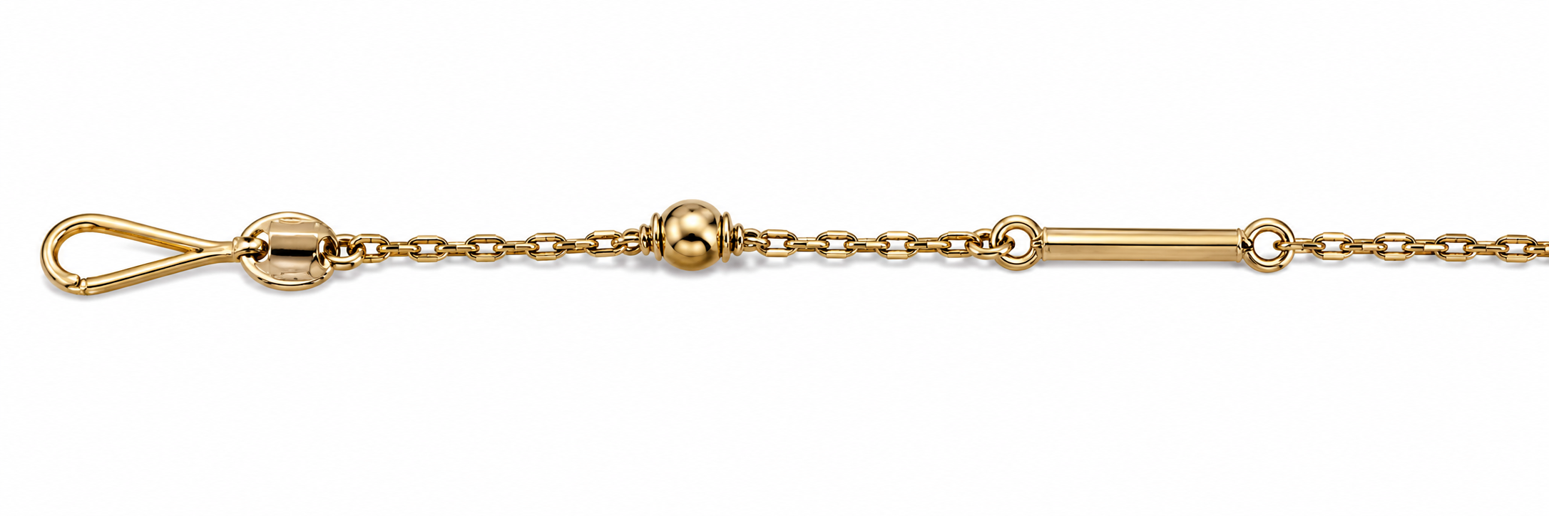 Collar Oro 18K Cadena Palito con Bolitas