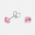 Aros plata 925 piedra rosa Francia 4mm