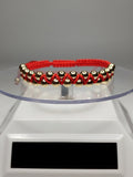 Pulsera hilo rojo con 30 balines de oro 18k ajustable hombre