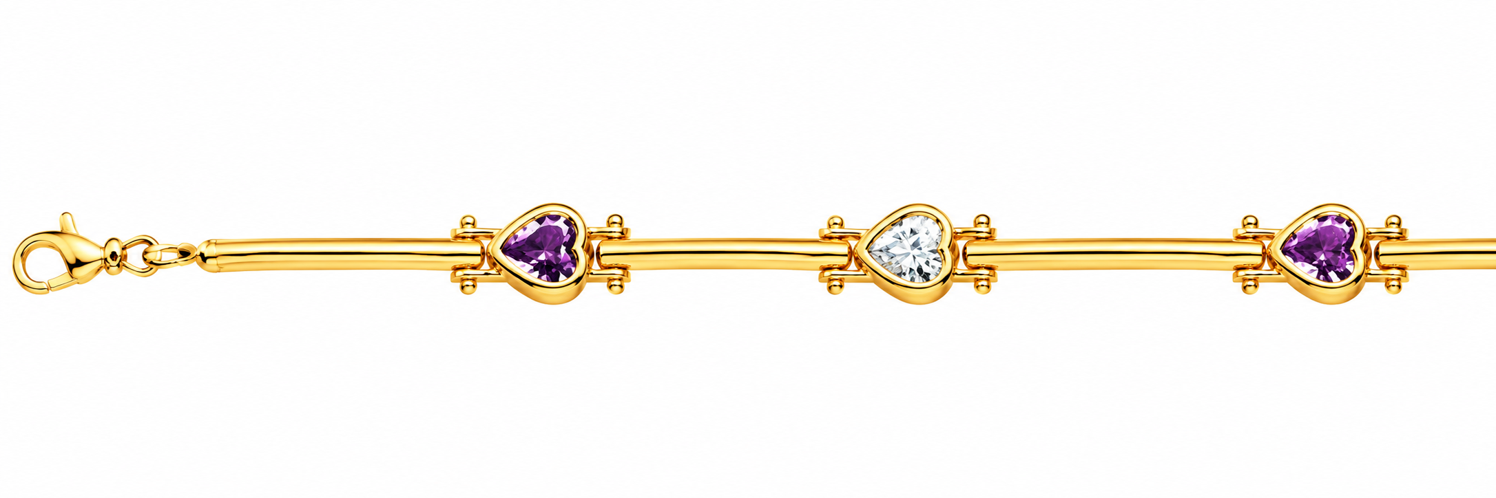 Pulsera Oro 18K Eslabón Canal con Engaste