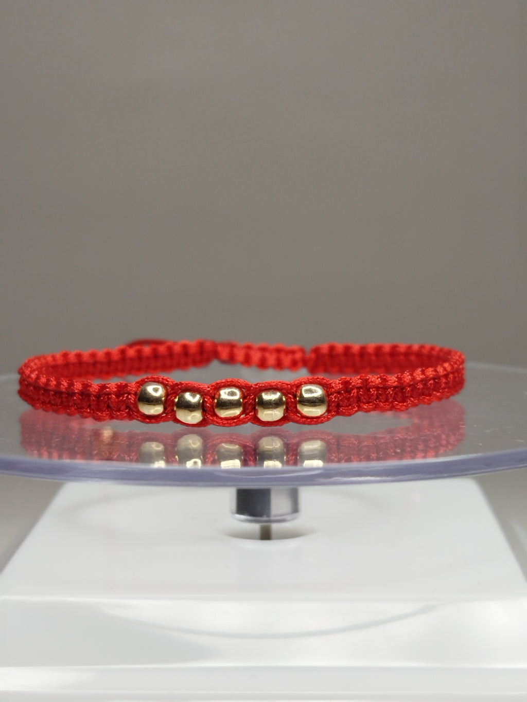 Pulsera hilo rojo oro 18k 7 bolitas mujer ajustable