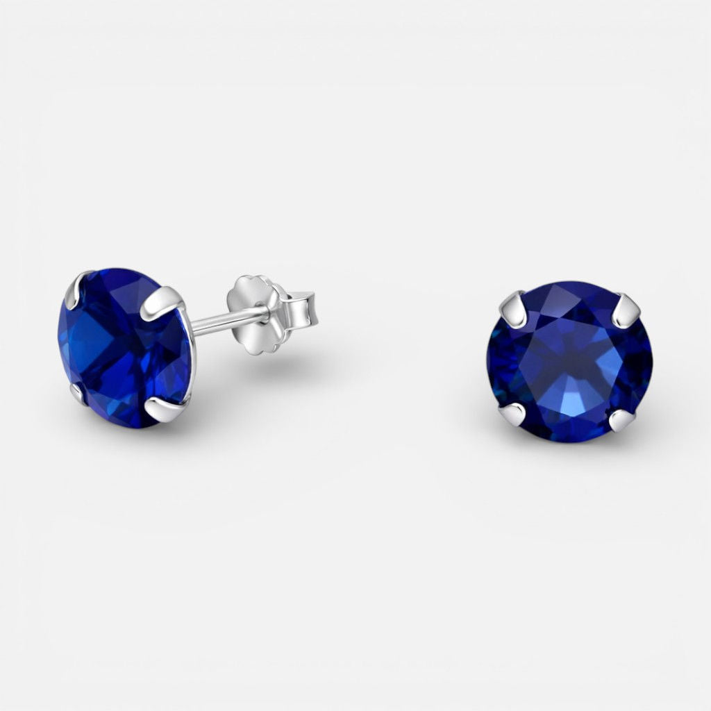 Aros plata 925 piedra zafiro 8mm