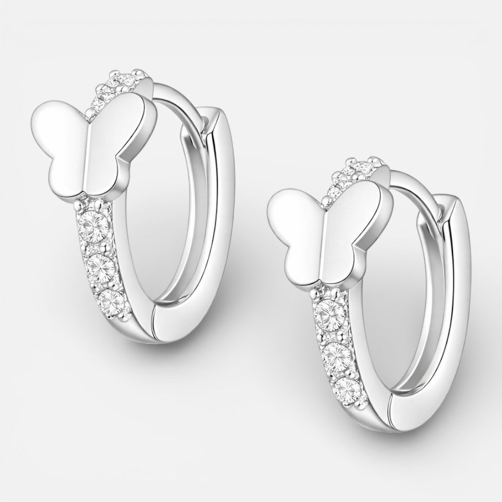 Argolla Huggie Mariposa Circones plata 925 12 mm