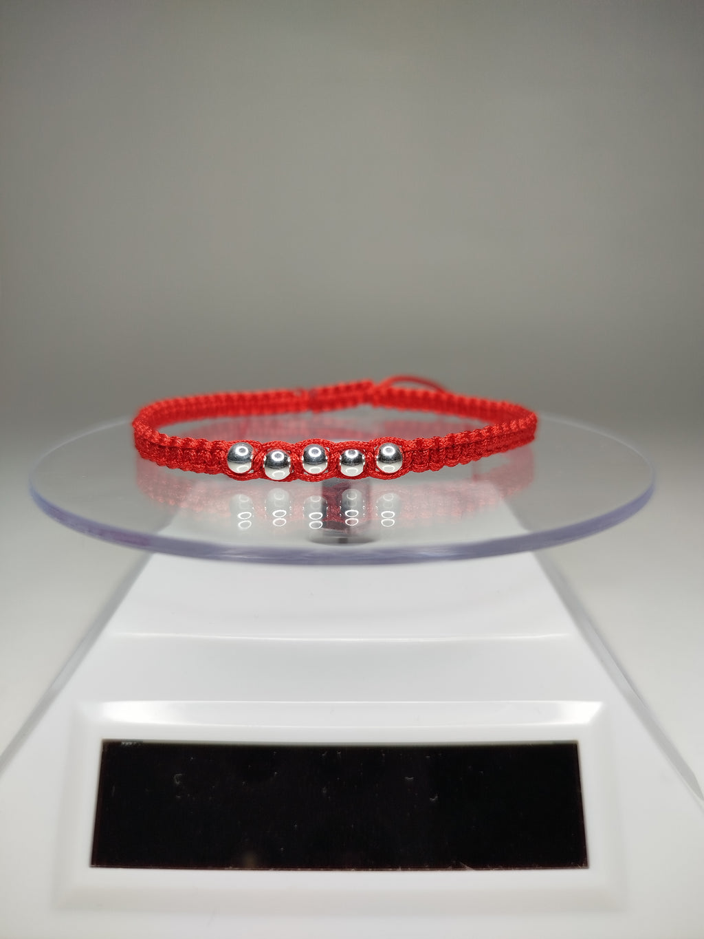 Pulsera hilo rojo con 7 balines de plata 950 ajustable mujer