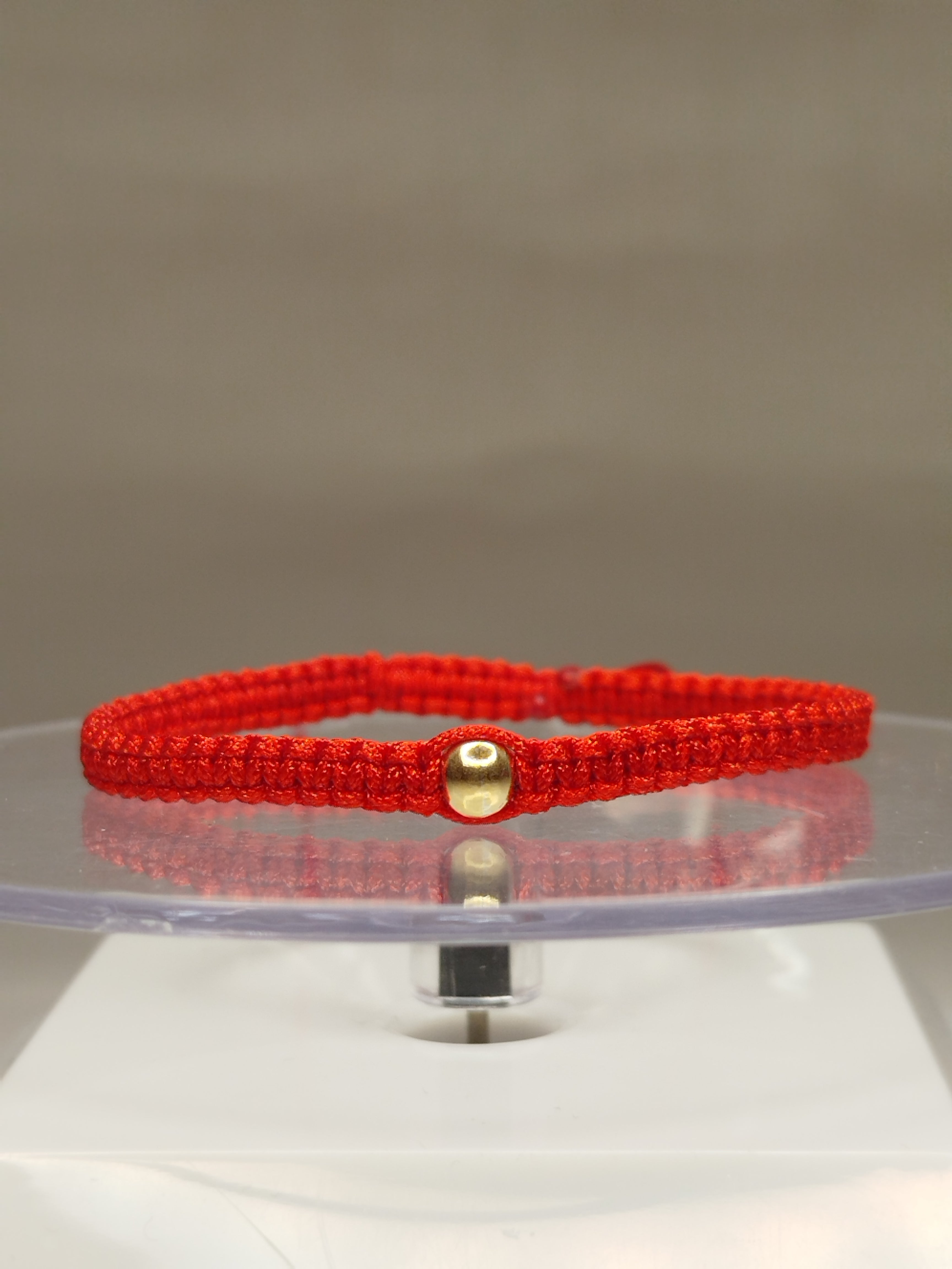 Pulsera hilo rojo oro 18k 3 bolitas hombre ajustable
