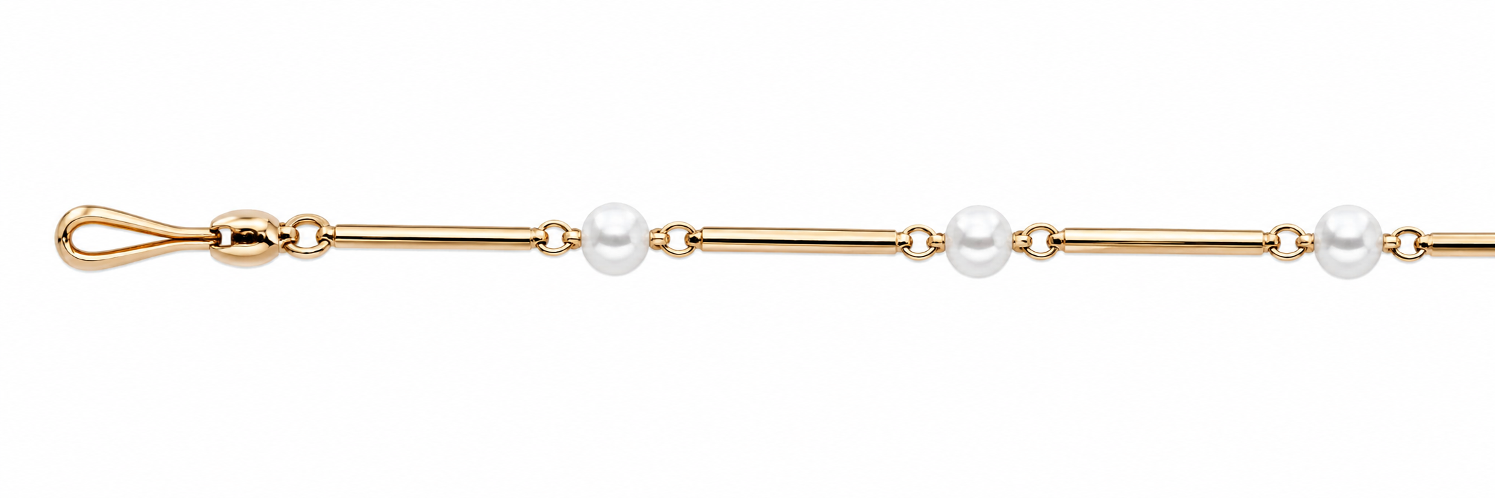 Collar Oro 18K Tubo Cuadrado con Perlas