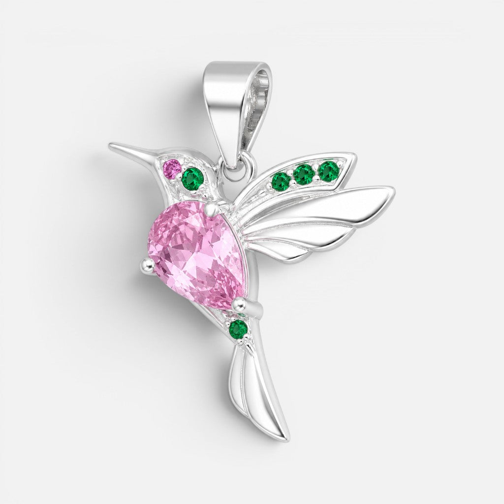 Colgante Colibrí Circones Rosa Francia plata 925