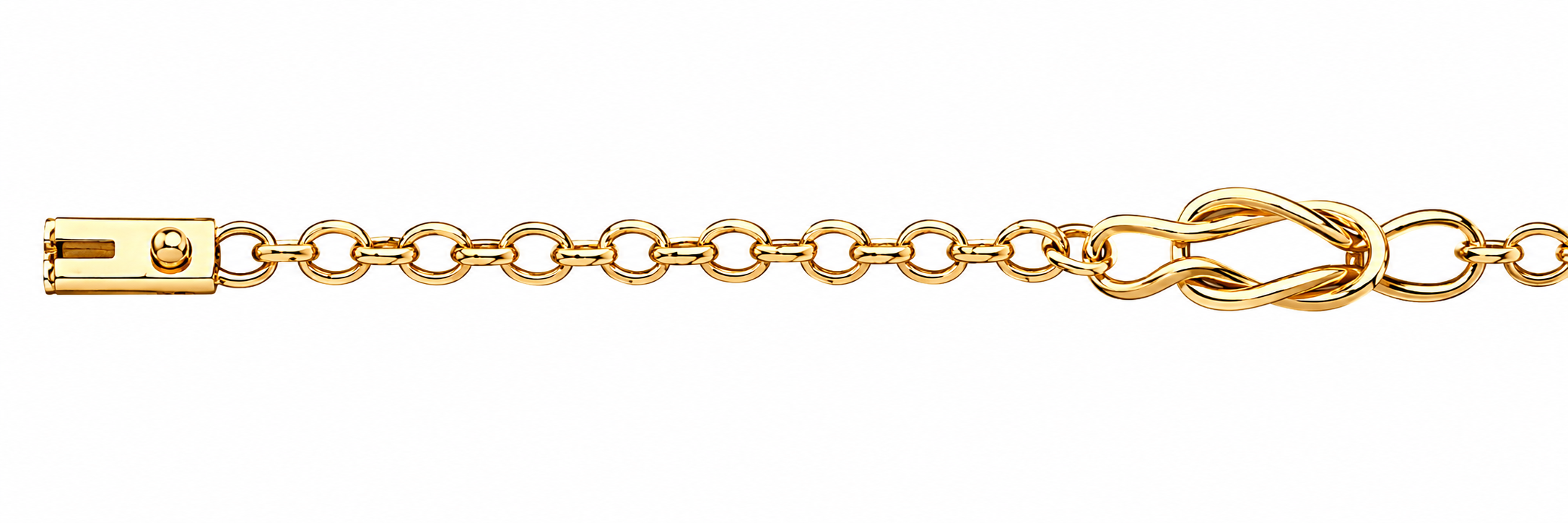Pulsera Oro 18K Eslabón Circular Nudo Llano