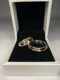 Argollas media caña plata 950 con oro 14k parejas