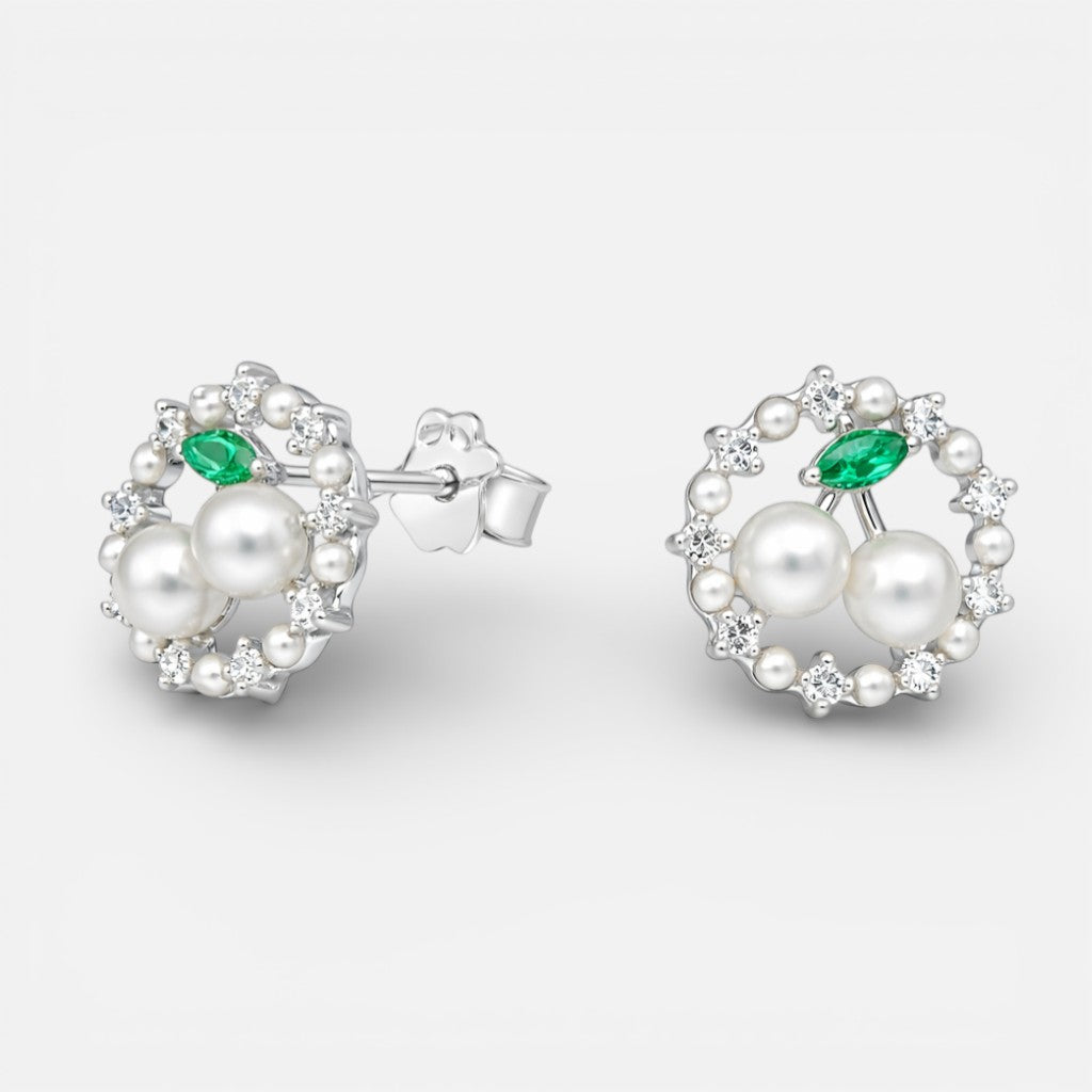 Aros plata 925 perlas cerezas