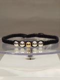 Pulsera hilo negro oro 18k y plata 950 bolitas hombre ajustable