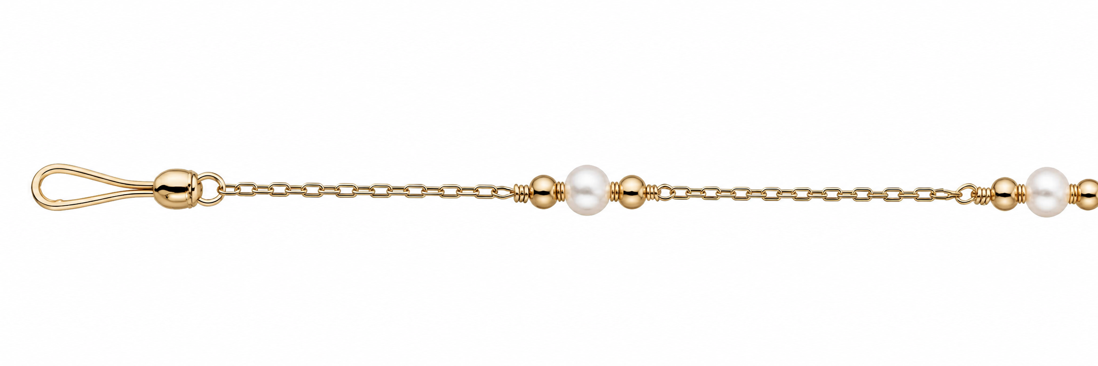 Collar Oro 18K Cadena con Perlas y Bolitas
