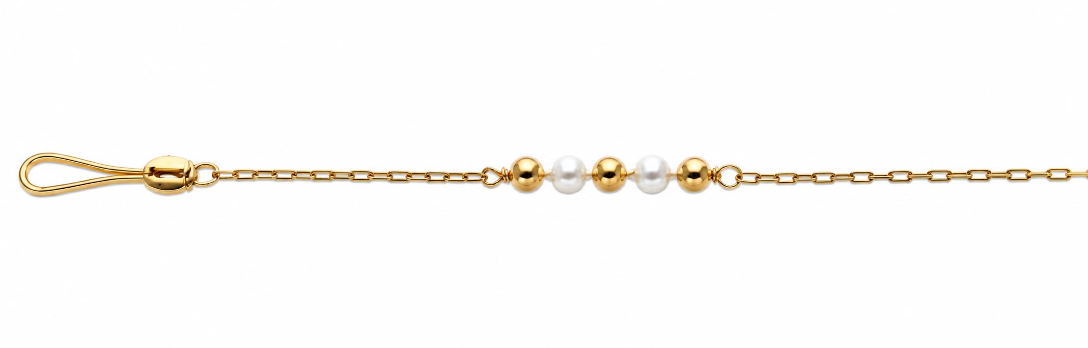 Collar Oro 18K Cadena con Perlas de Río y Bolitas
