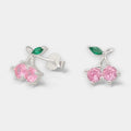Aros cerezas plata 925 circón rosa Francia