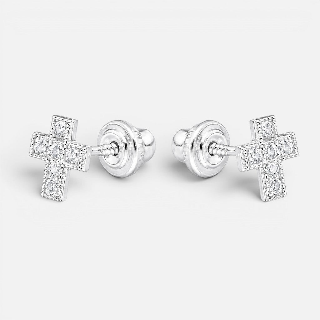 Aros plata 925 con tope cruz 7mm