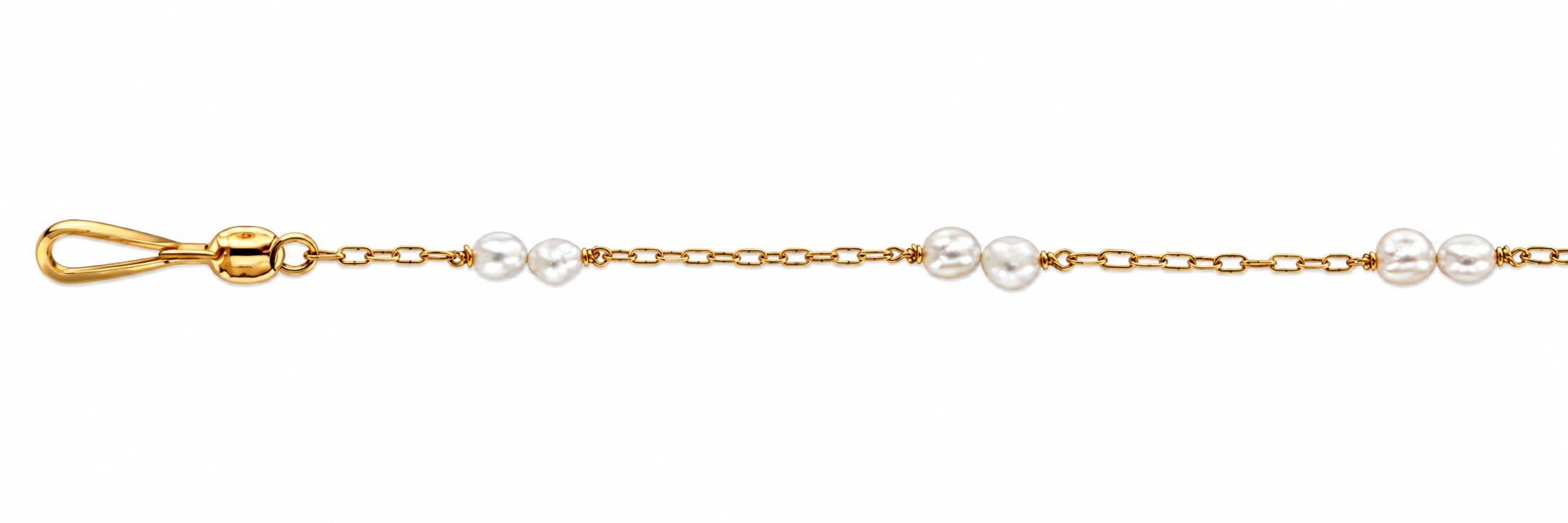 Collar Oro 18K Cadena con Perlas de Río