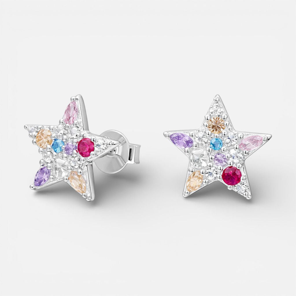 Aros estrellas circón multicolor