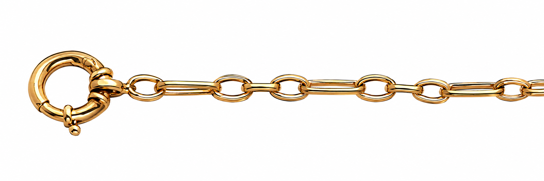 Pulsera Oro 18K Eslabón Circular y Oval con Broche Timón