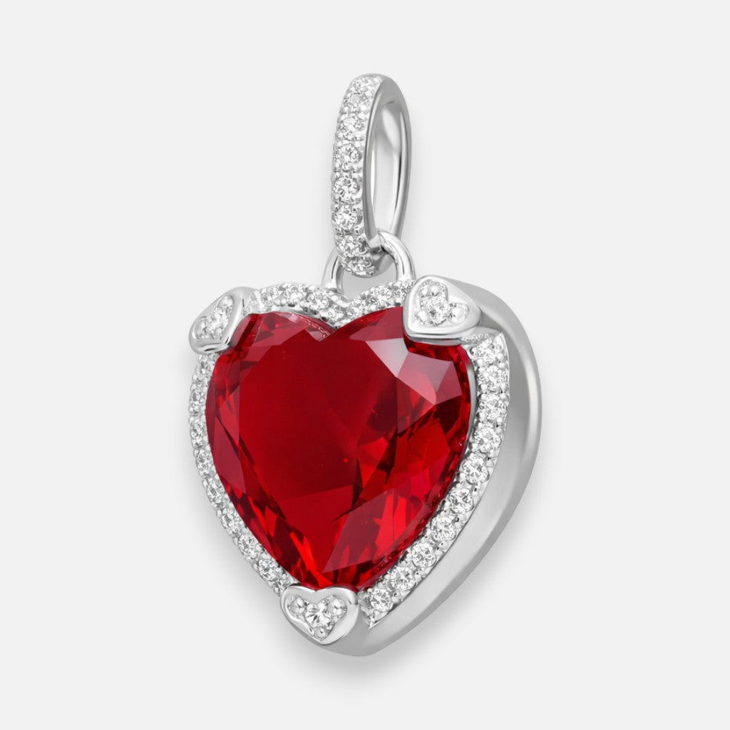 Colgante Corazón Circón Rubí plata 925