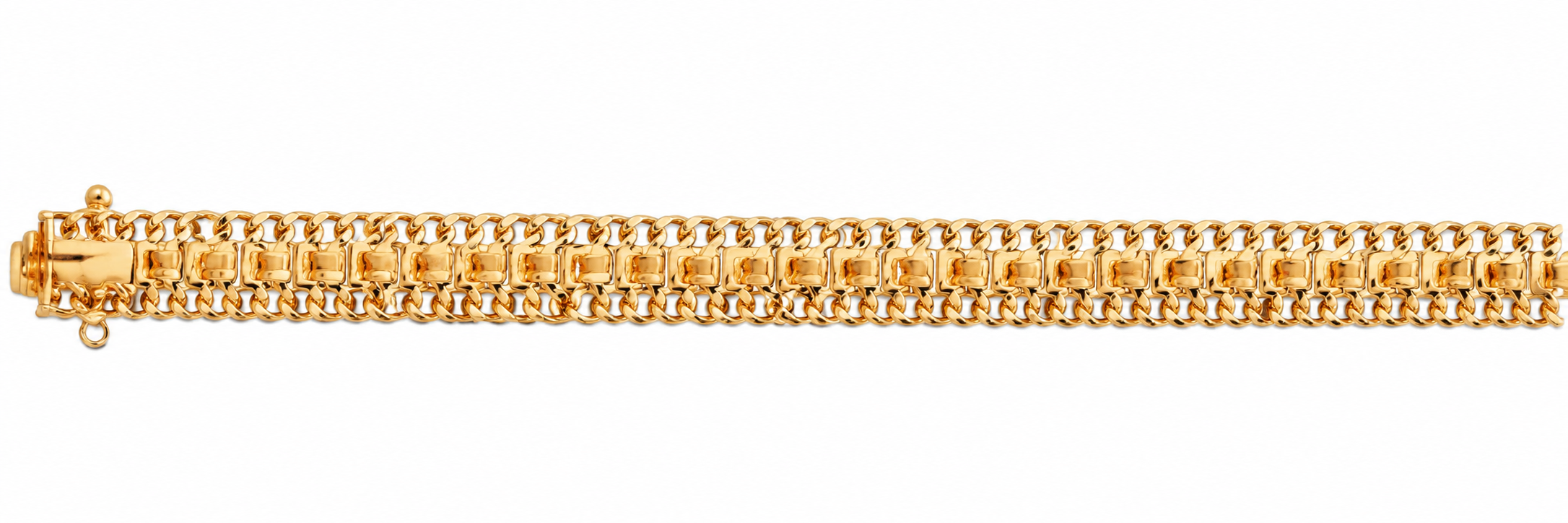 Pulsera Oro 18K Grumet Chapa con Bolitas