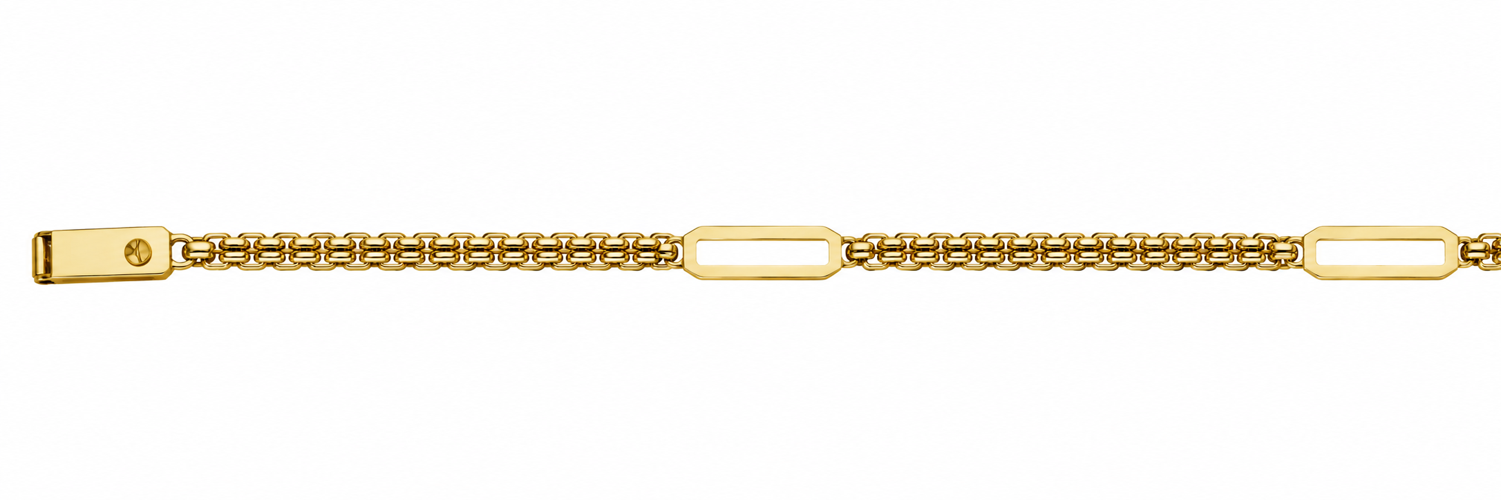 Pulsera Oro 18K Turbillón Inglés con Rectángulos