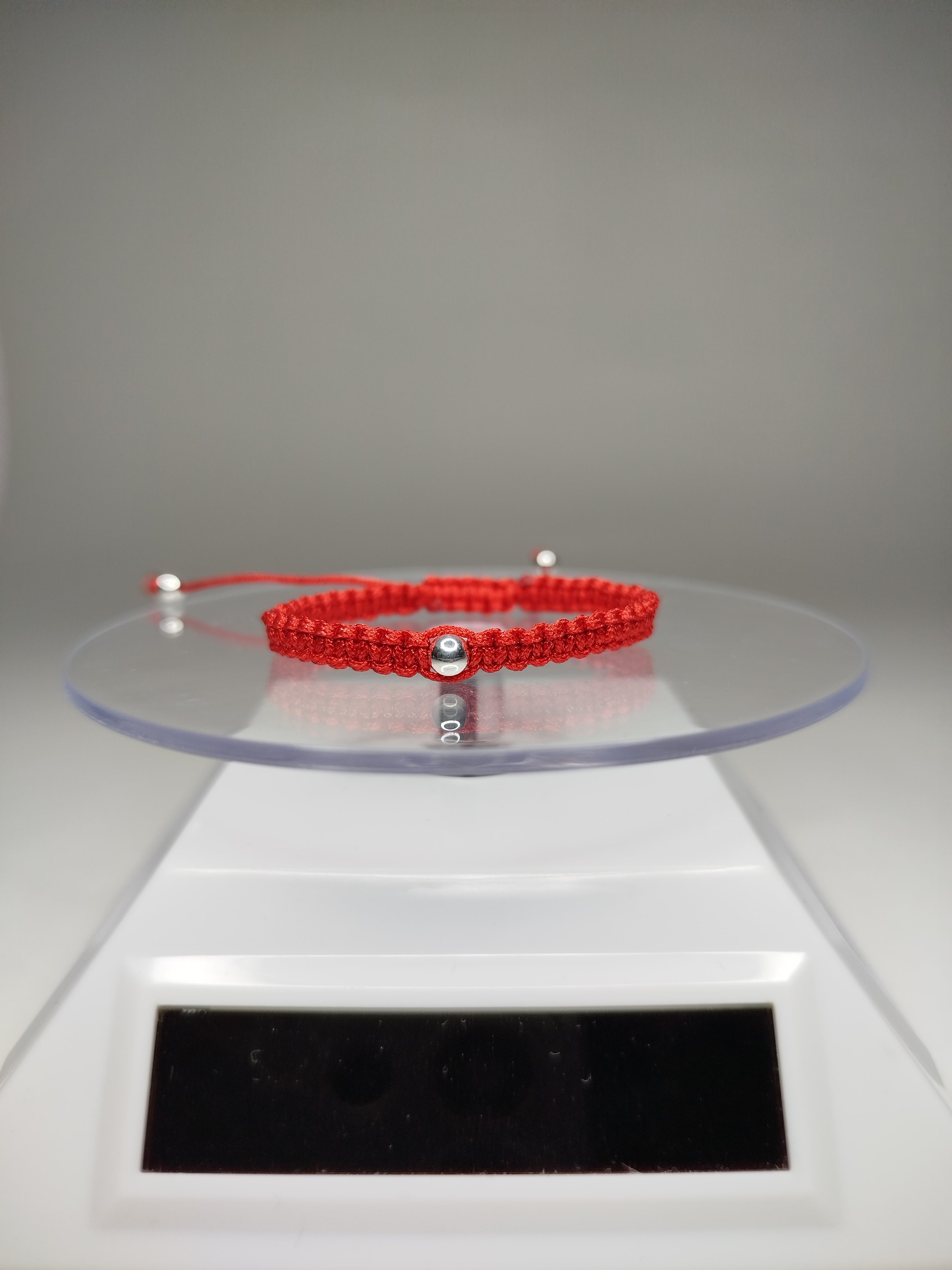 Pulsera hilo rojo plata 950 3 bolitas niño niña ajustable