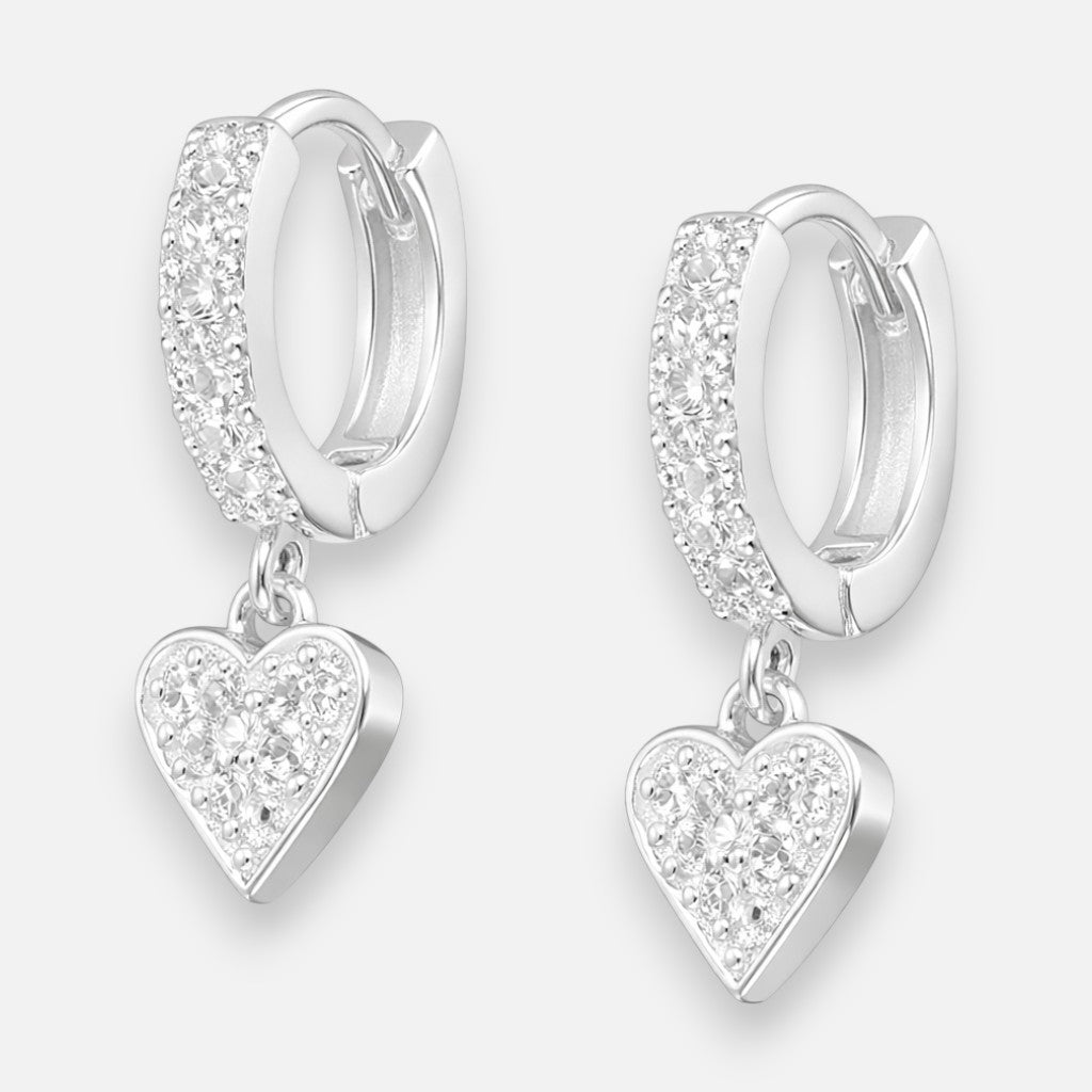 Argolla Huggie Corazón Circones plata 925 12 mm