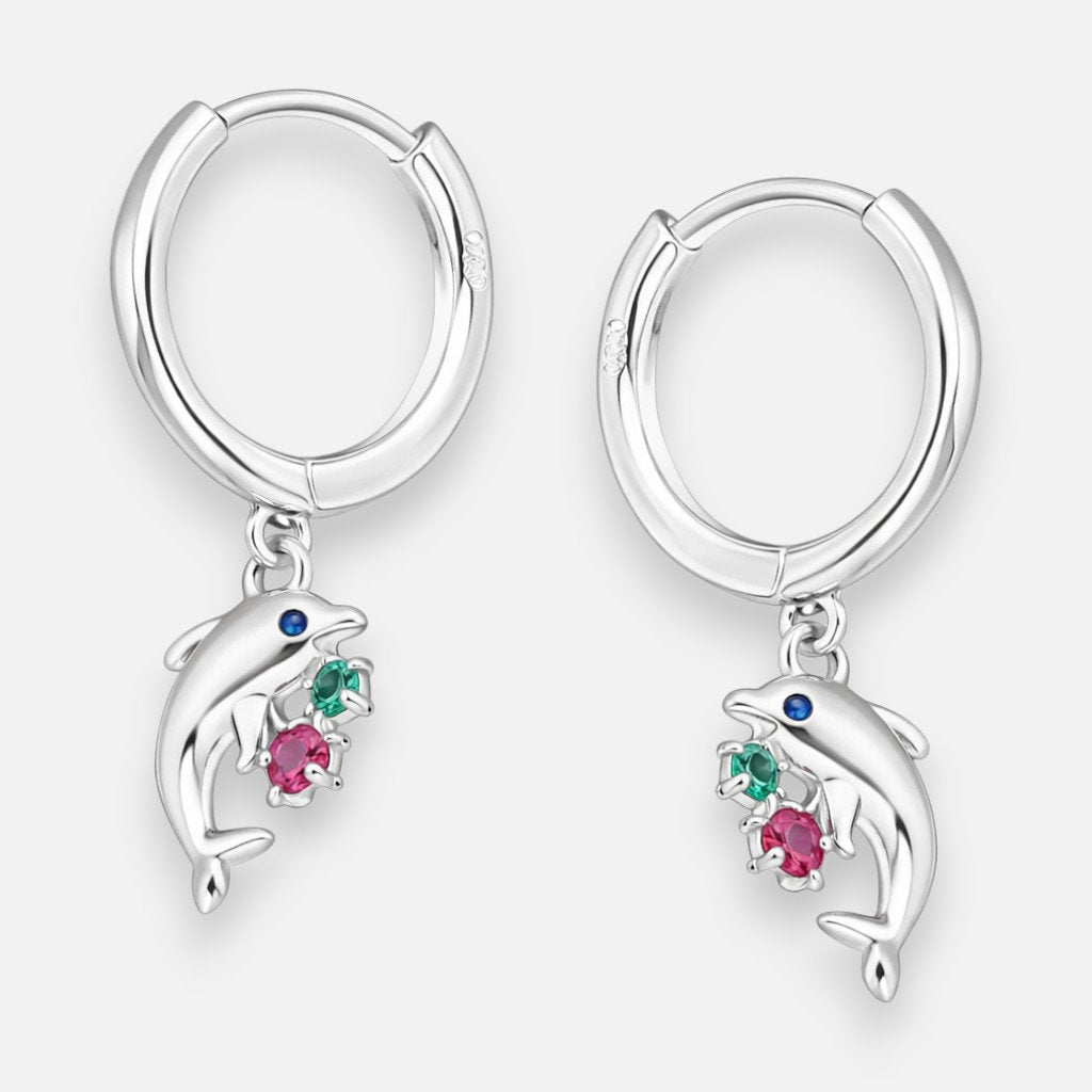 Argolla Delfín Circones Multicolor  plata 925 12 mm