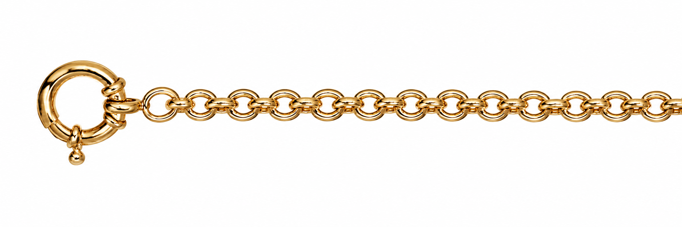 Pulsera Oro 18K Eslabón Circular con Broche Timón Diseño Elegante