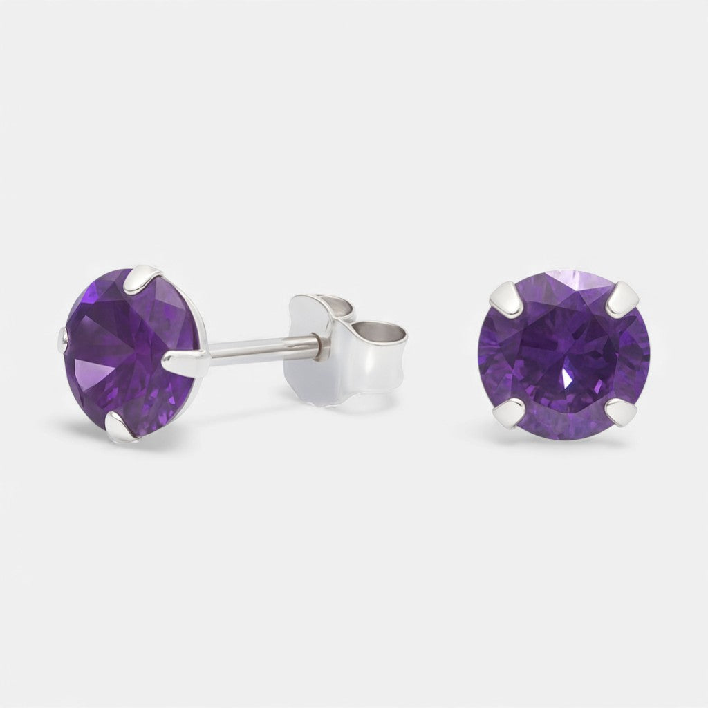 Aros plata 925 piedra amatista 6mm