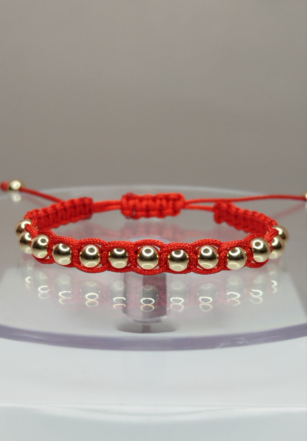 Pulsera hilo rojo oro 14k 18k niño niña 15 pelotitas ajustable