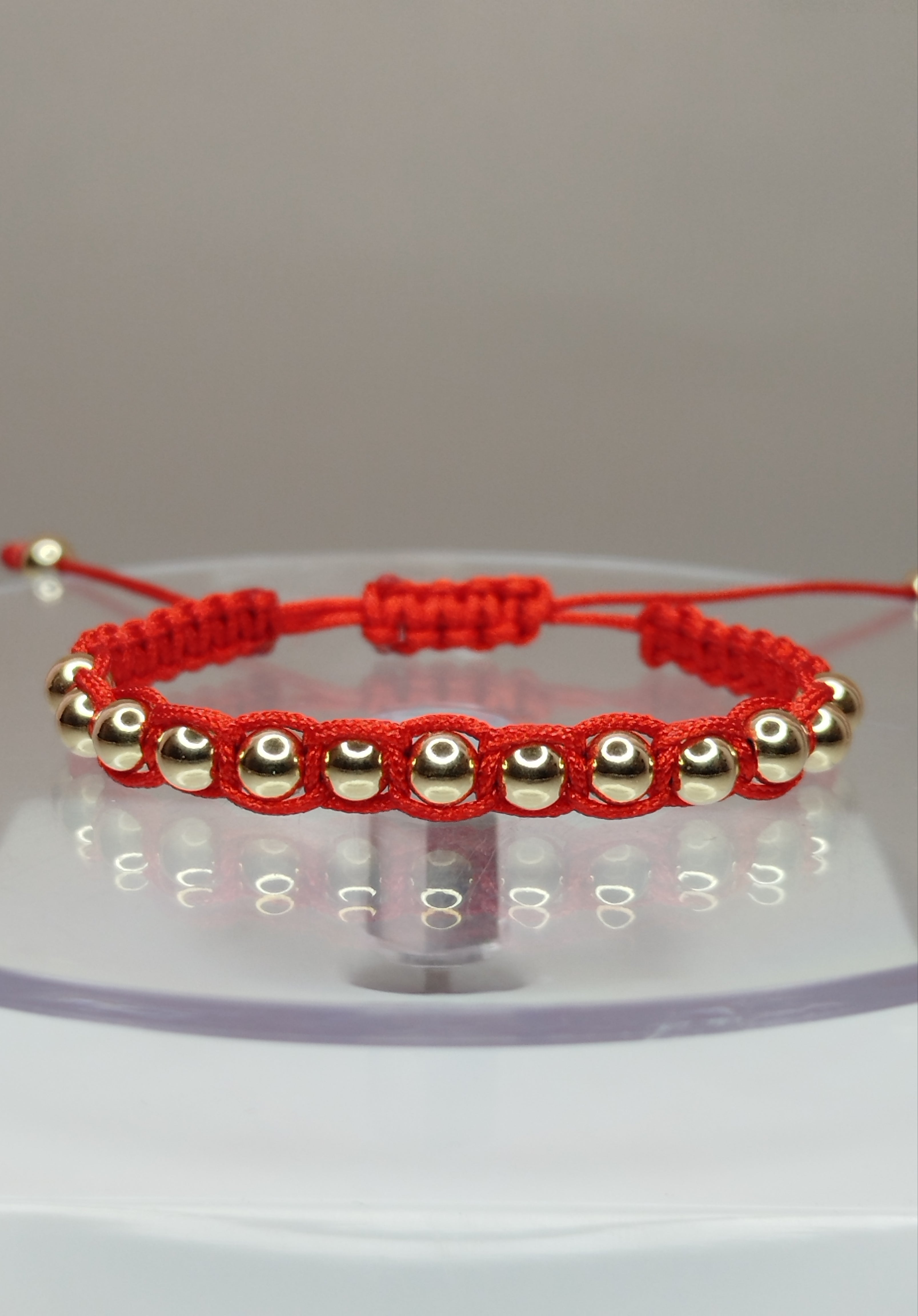 Pulsera hilo rojo oro 14k 18k niño niña 15 pelotitas ajustable