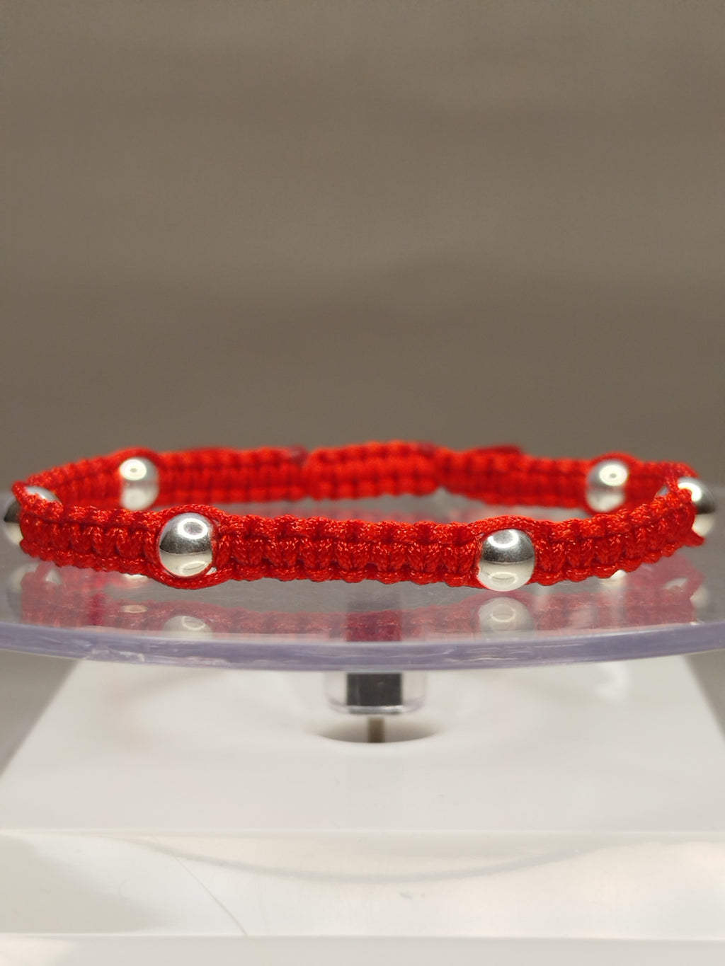Pulsera hilo rojo con balines de plata 950 ajustable hombre