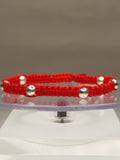 Pulsera hilo rojo con balines de plata 950 ajustable hombre