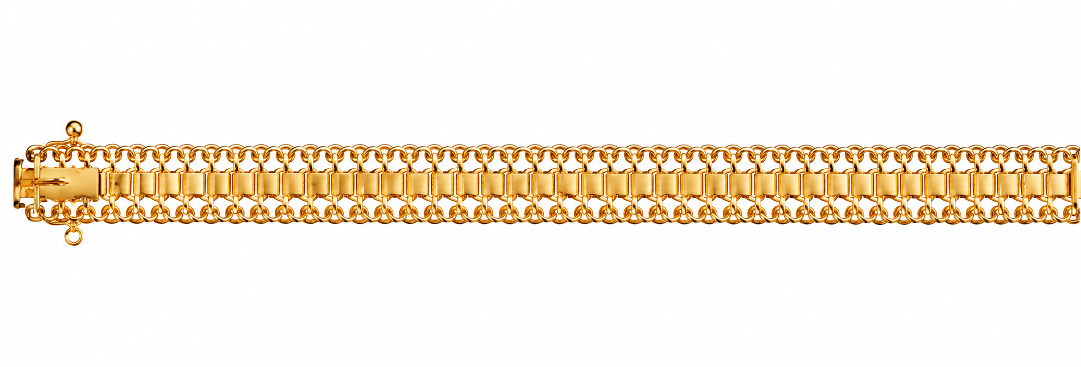 Pulsera Oro 18K Grumet Chapa con Bolitas