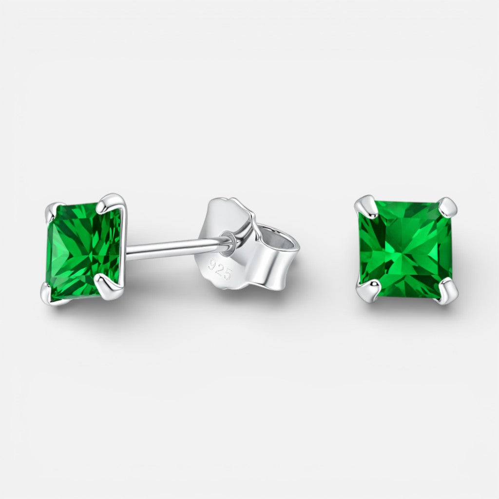 Aros plata 925 piedra esmeralda 4mm