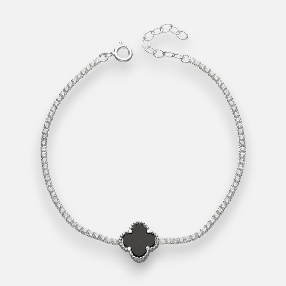 Pulsera Trébol de la Suerte Circones Tenis plata 925